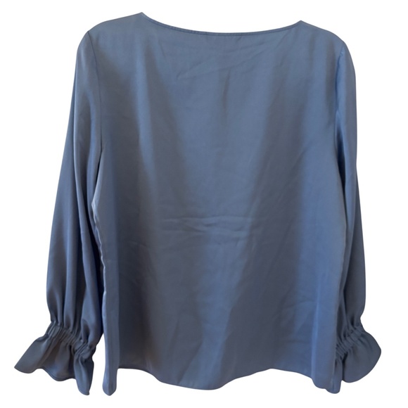 NWT Banana Republic Blue Ruffle Cuff Long Sleeve Blouse Size M - Picture 6 of 11